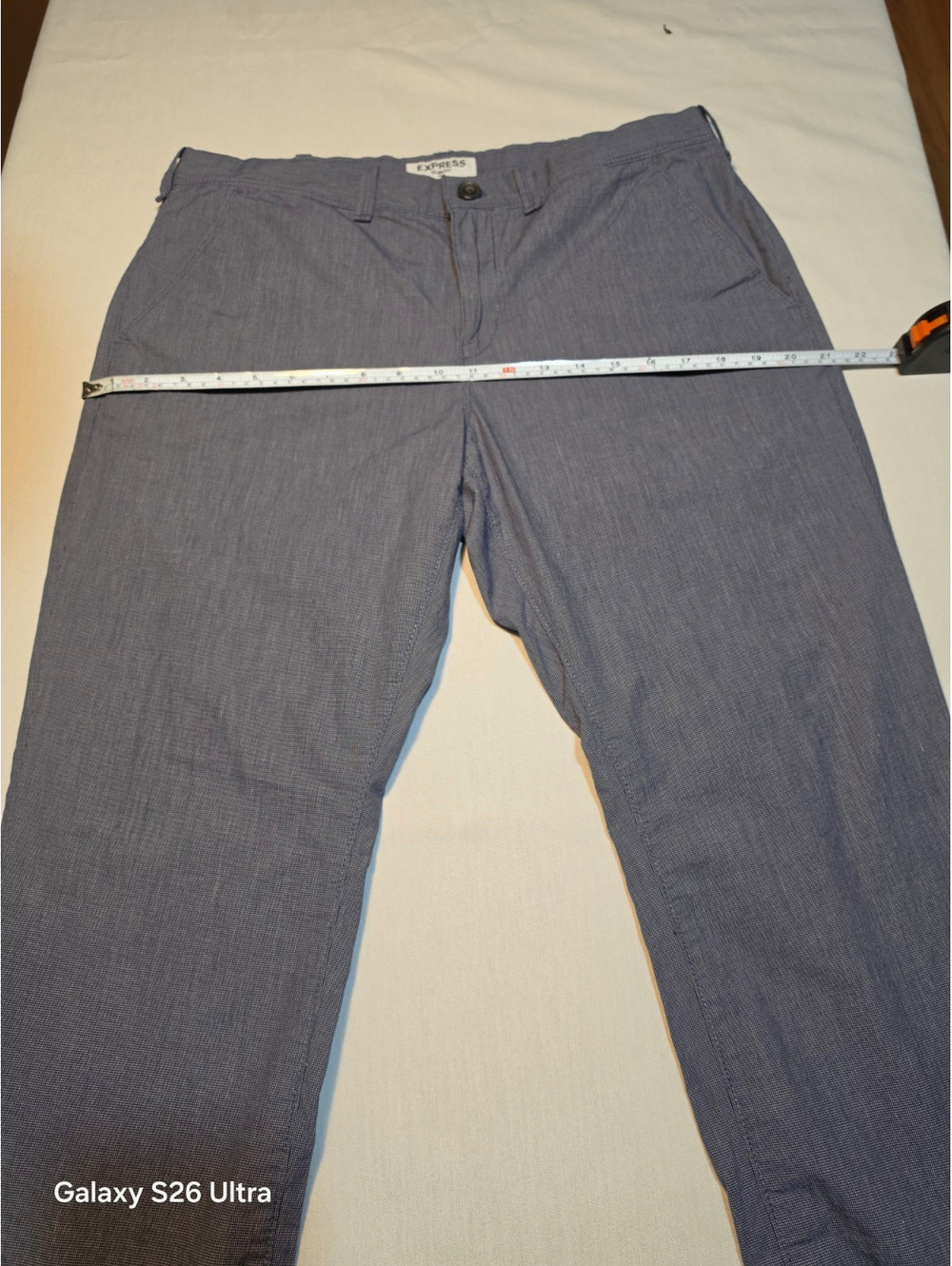 Express Slim Fit Men's Cotton Pants 33x30 Blue Checkered